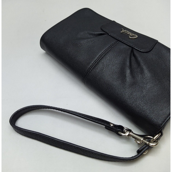 Coach Ashley Black Leather Credit Card Large Wristlet - Evening Clutch - Picture 6 of 15